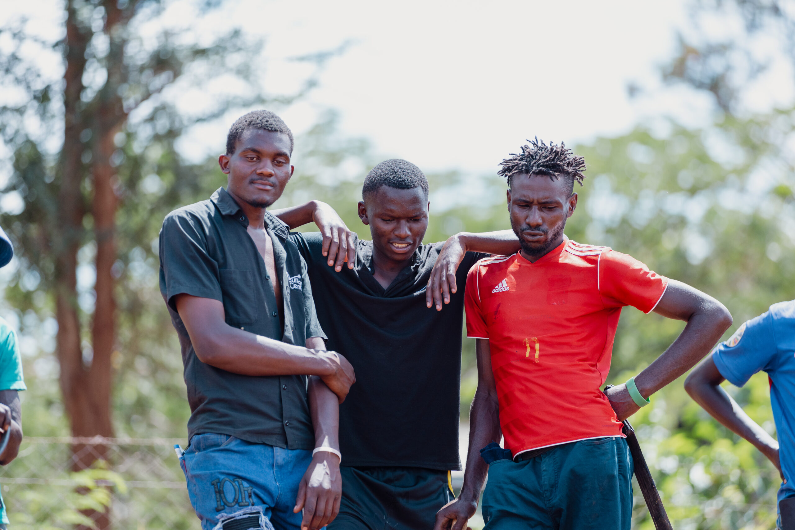 Some of the young men we work with practically learning how to build a water pan.